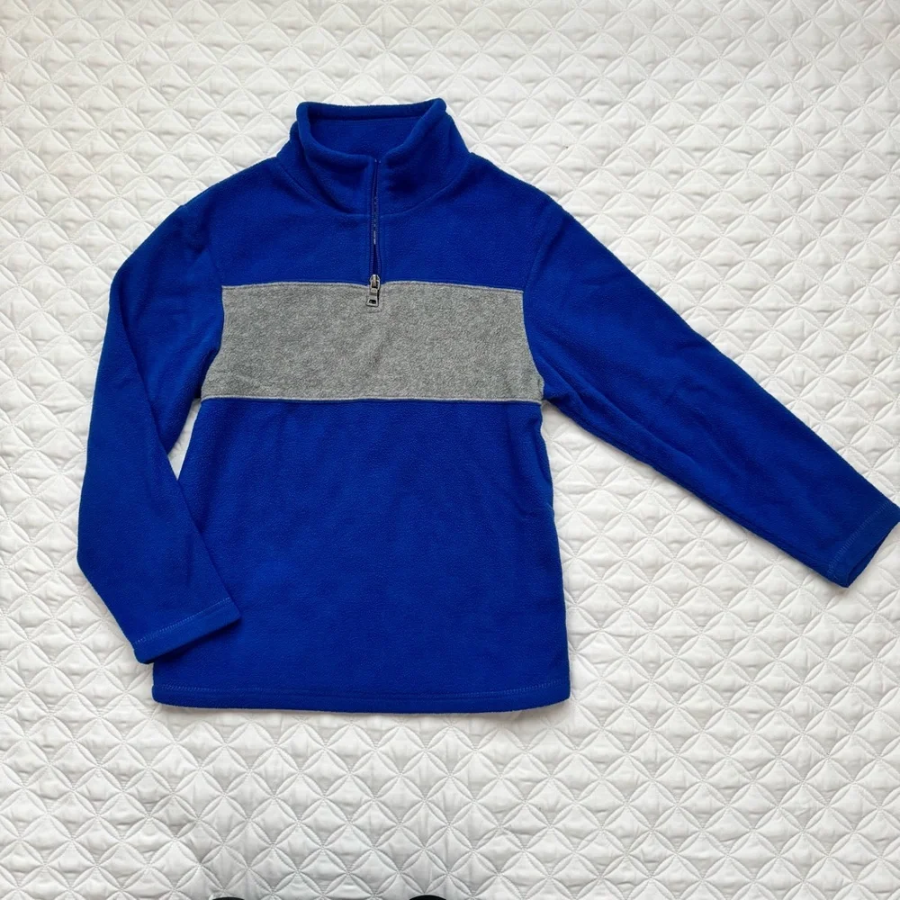 The Children's Place Blue Gray Stripe Quarter Zip Fleece Sweatshirt Size M 7-8
